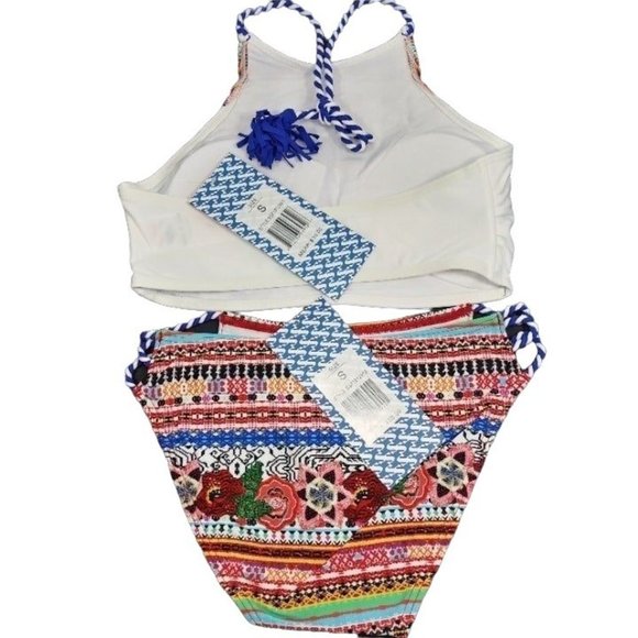 Women Two-Piece Swimsuits High Neck Tops & Brief Bottoms Multi-color - Picture 14 of 16